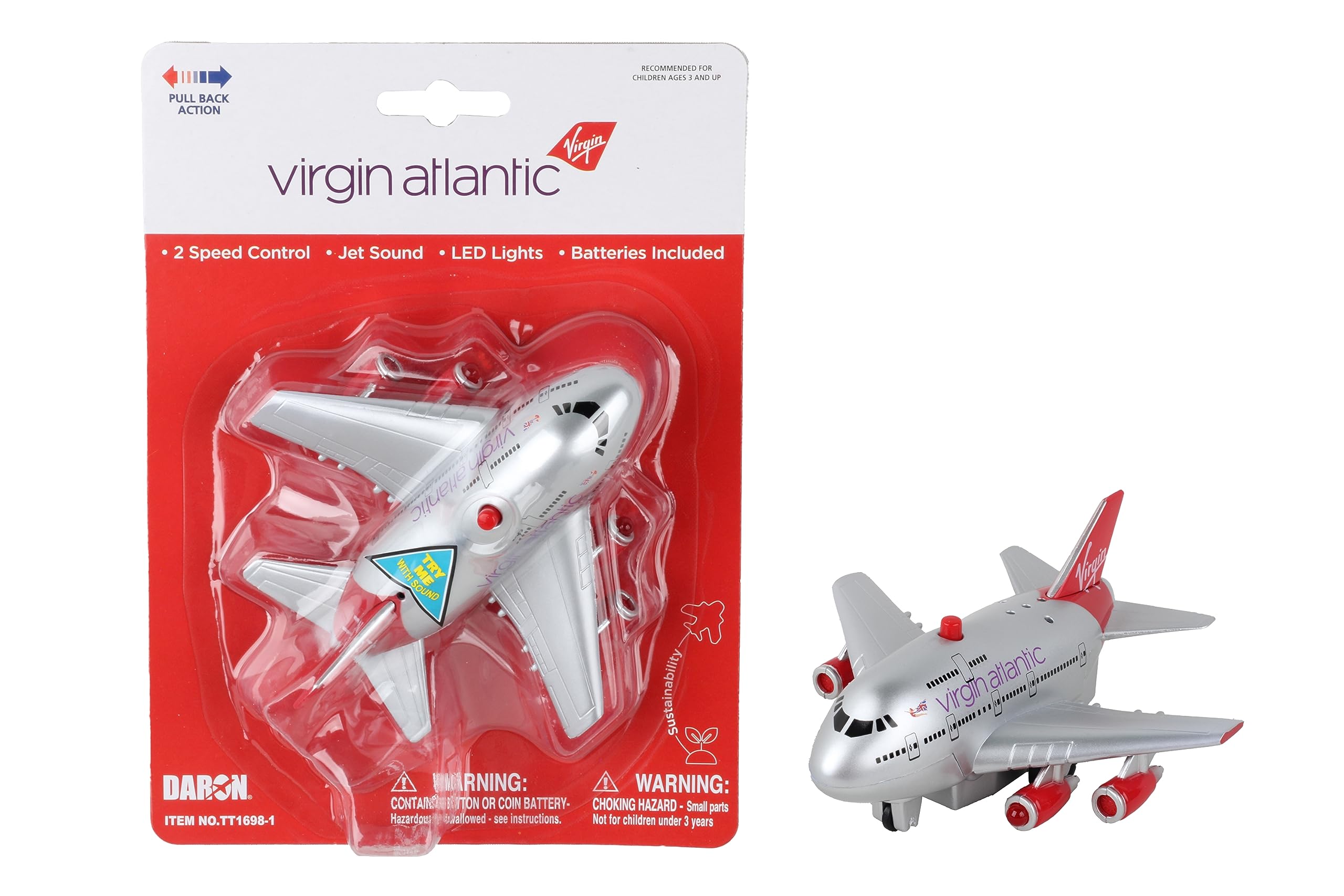 Amazon.com: Daron Virgin Atlantic Pullback W/Light & Sound TT1698